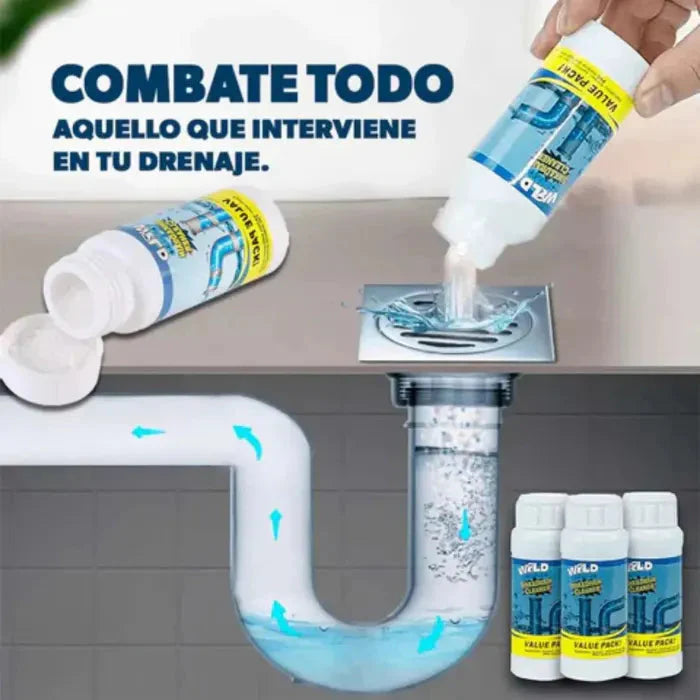 Destapa Cañerías en Minutos SIN Gastar en Gasfiter – Polvo Limpiador de Drenaje 3PCS
