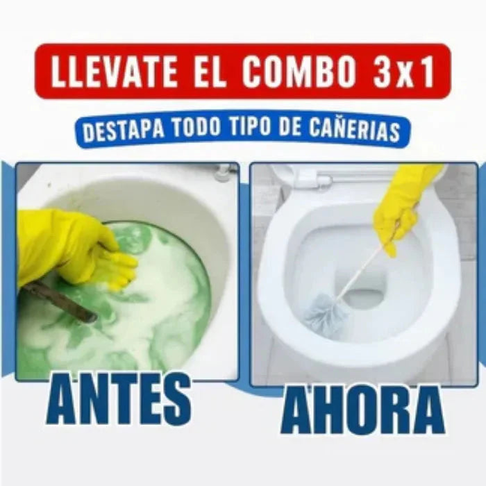 Destapa Cañerías en Minutos SIN Gastar en Gasfiter – Polvo Limpiador de Drenaje 3PCS