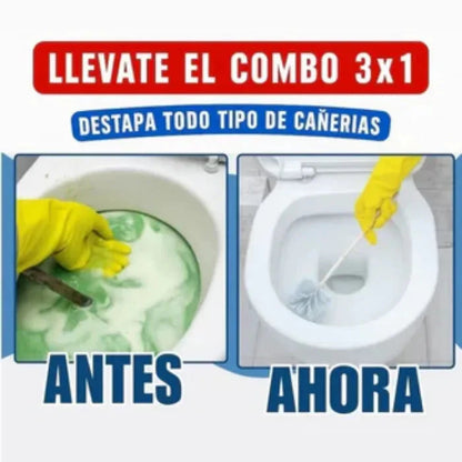 Destapa Cañerías en Minutos SIN Gastar en Gasfiter – Polvo Limpiador de Drenaje 3PCS