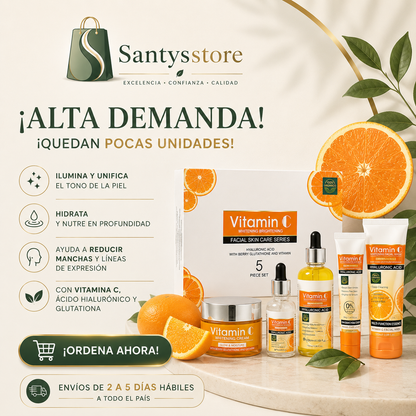 “Sorpréndela con una Piel Radiante – Kit Facial Vitamina C 5 en 1 💖✨”