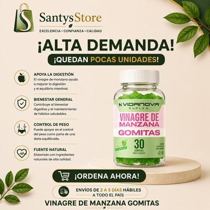 Gomitas de Vinagre de Manzana | Apple Cider Vinegar Gummies 30 Unidades | Apoyo Metabólico y Digestivo