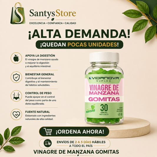 Gomitas de Vinagre de Manzana | Apple Cider Vinegar Gummies 30 Unidades | Apoyo Metabólico y Digestivo