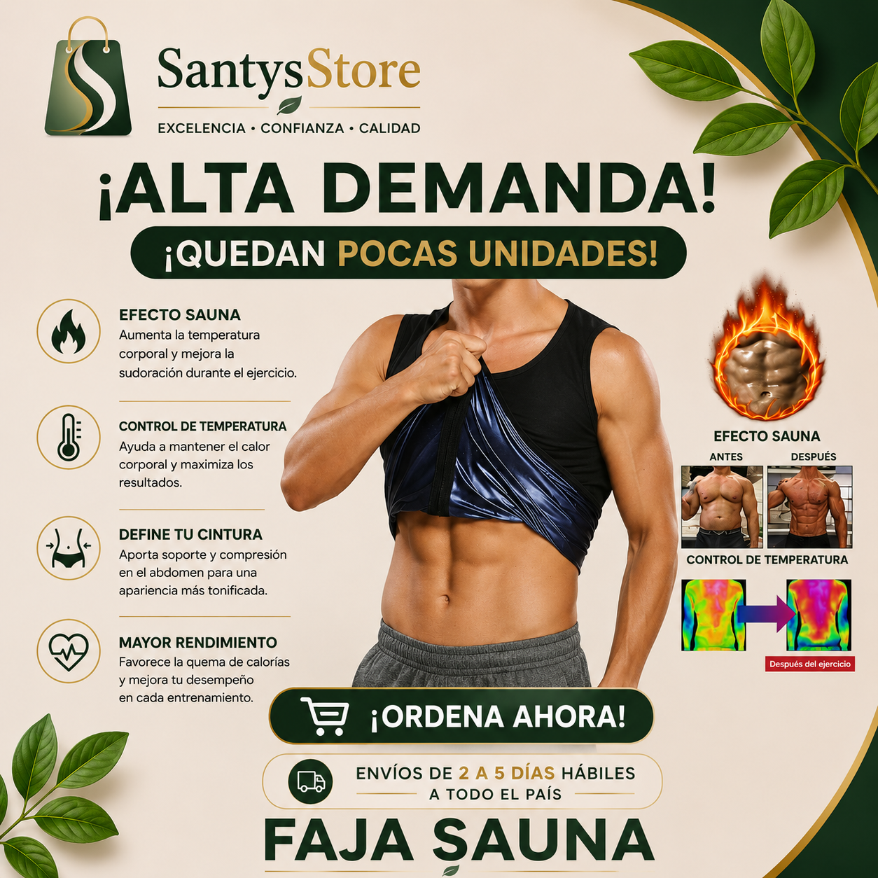 Faja Sauna Térmica Reductora | Chaleco Efecto Sauna para Abdomen y Entrenamiento