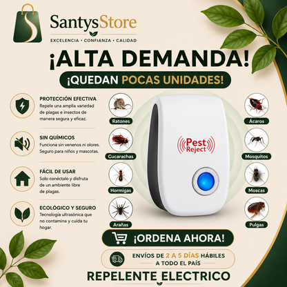 Repelente Eléctrico Ultrasónico Enchufable | Ahuyenta Insectos y Mosquitos para el Hogar