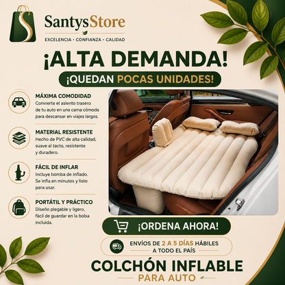 Colchón Inflable para Auto y SUV | Cama Portátil para Asiento Trasero de Carro