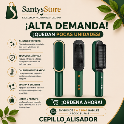 Cepillo Alisante Eléctrico Iónico | Alisa y Peina en Minutos – Control de Frizz