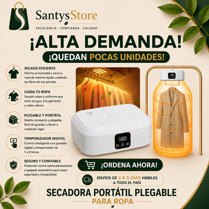 Secadora Portátil Plegable para Ropa | Eléctrica Compacta Ideal para Departamentos y Viajes