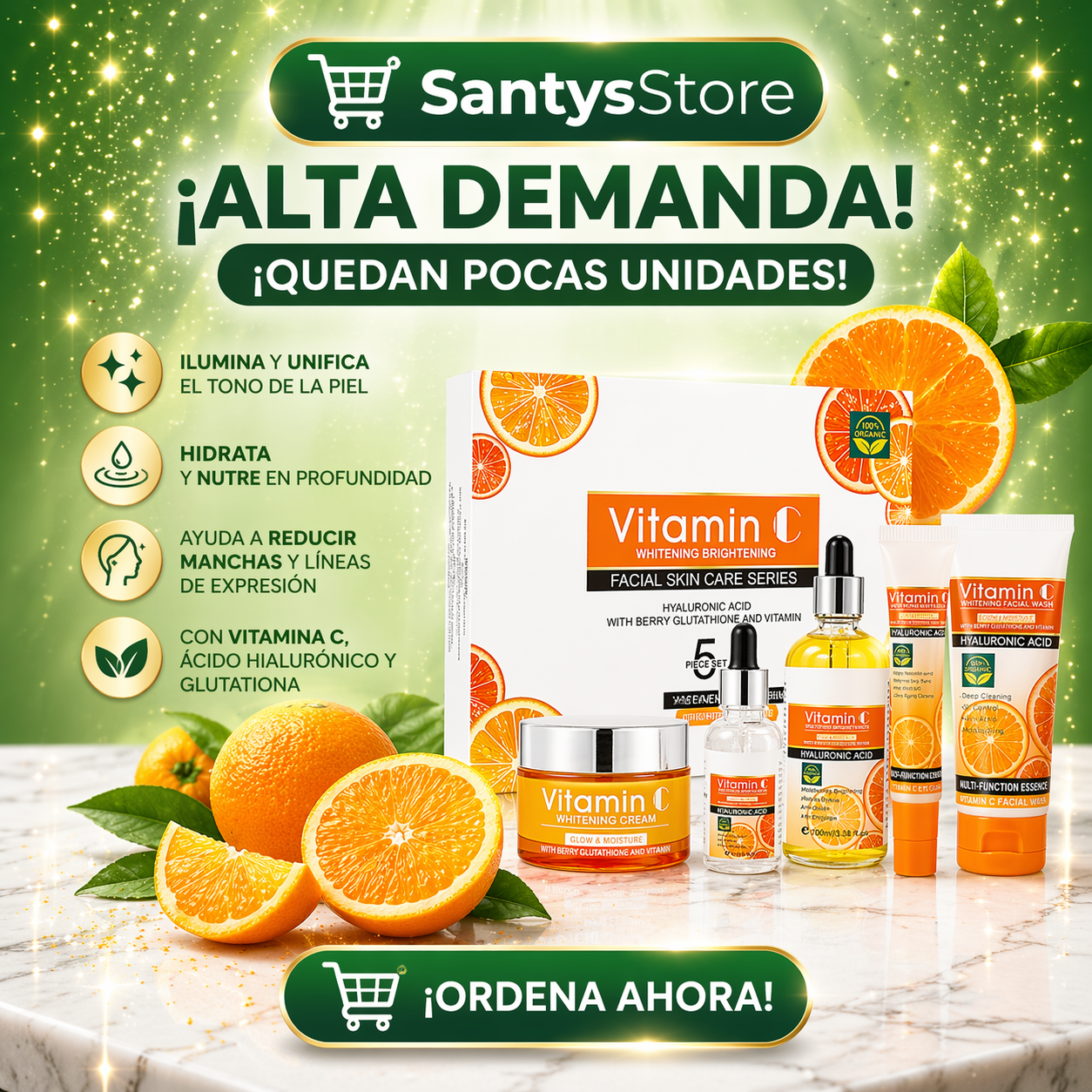 “Sorpréndela con una Piel Radiante – Kit Facial Vitamina C 5 en 1 💖✨”