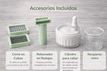 Cortador de Verduras Multifuncional | Picadora y Rallador Manual para Cocina
