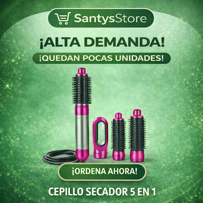Cepillo Secador 5 en 1 | Peina, Seca y Alisa en Minutos sin Salir de Casa