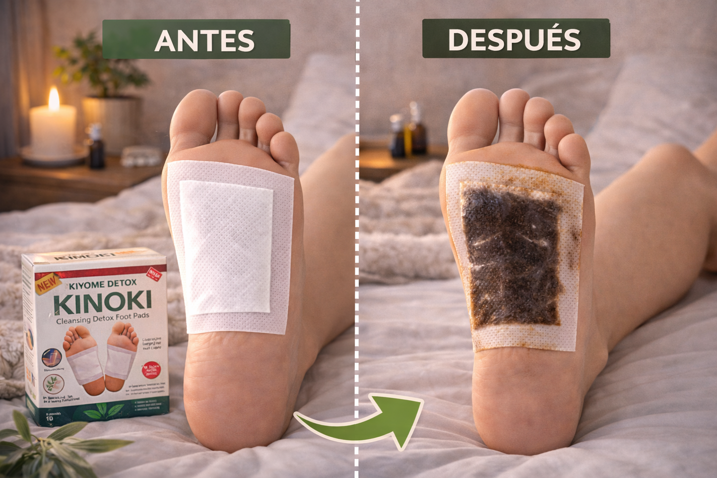 Parches Kinoki Detox para Pies | Desintoxicación Nocturna y Bienestar Natural